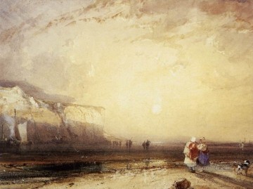 romantische Malerei - Sonnenuntergang im Pays de Caux romantischen Seestück Richard Parkes Bonington